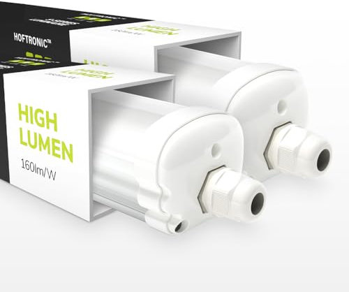 HOFTRONIC - 2er Pack LED Feuchtraumleuchte 150cm IP65-32W 5120 Lumen (160lm/W)- 4000K Neutralweiß - Verknüpfbar - Kellerleuchte, Nassraumleuchte - Feuchtraum Wannenleuchte