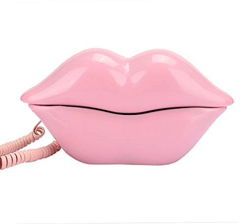 Téléphone Fixe de Bureau en Forme de Lèvres Roses, Nouveau Téléphone de Style Européen, Matériau, pour Une Utilisation à la Maison et au