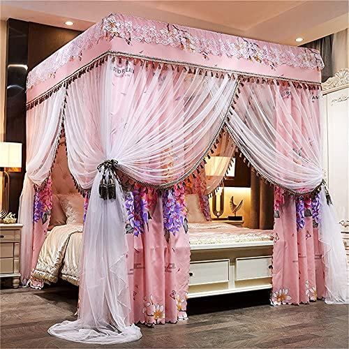 SORVA Betthimmel-Moskitonetz, 4 Ecken Pfosten-Betthimmel-Vorhang, Prinzessinnen-Schlafzimmerdekoration, einfache Installation für Schlafzimmerreisen, A14, 1,8 m (6 Fuß) Bett