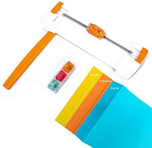 Rotations Papierschneider (8-Zoll-Schnittlänge, Einschließlich 3 Klingen) Portable Paper Cutter with Finger Guard and Guide Line für Scrapbooking, Papier, Coupons, Etiketten, Kartenmaterial