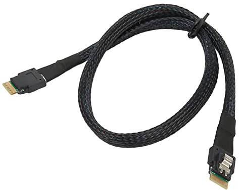 Zunate Câble SAS Fin, Micro 12 Gbit/s pour Câble SATA, Câble Cible SAS connecté à Une Interface Mini SAS HD, SSD et pour Interface SATA 7 Broches, Câble 8654 à 8654 (1m / 3.3ft)