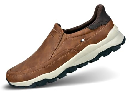 bugatti Herren Slip on mit Hiking-Touch im lässig-komfortablen Look, Cognac, 44 EU