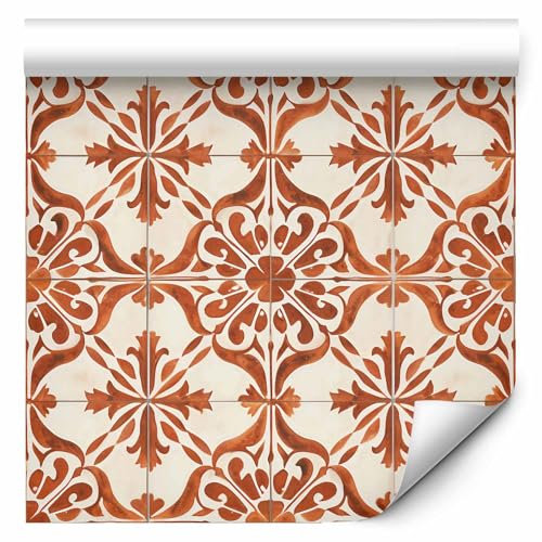 murando - Papier Peint Intissé 10 m Motif Rétro années - Mural Poster Muraux Original Tapisserie Photo Panneau Design décoratif le Trompe l'oeil - Création Effet terre cuite Orange f-H-10006-j-a