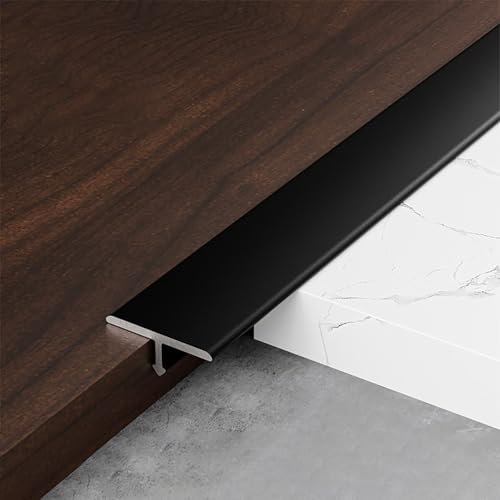 Raouoae Übergangsprofil 3 Stück*90cm Übergangsschiene Aluminium-T-Profil Arbeitsplatten Verbindungsschiene Übergangsleiste Laminat for Verbinden Von Böden Gleicher Höhe(Schwarz,Breite 6mm)