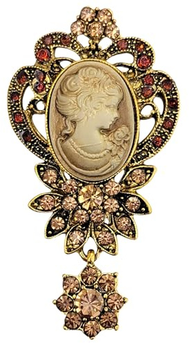 GFM® Vintage inspirierte Blumenbrosche in Tropfenform mit Kristall und Strasssteinen – Weihnachten, Geburtstag, Muttertag, Valentinstag, Hochzeitstag, M, Metall, Kristall