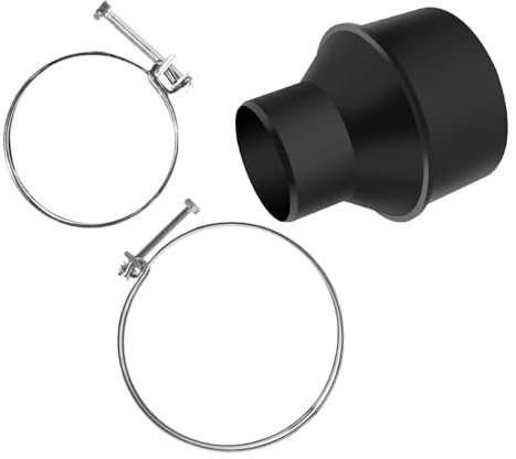 POWERTEC 70352V Cone Reducer with 4 & 2-1/2 Double Wire Hose Clamps, Black