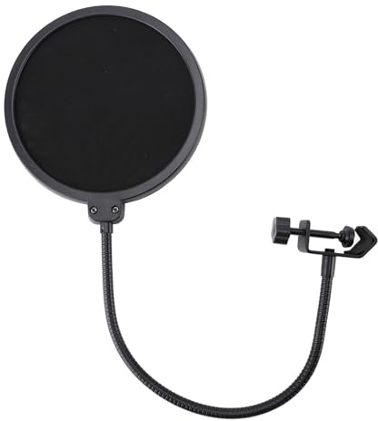 Mic Pop Filter, Professionell Mikrofon Pop Filter Dubbellager Nylon Mesh Mic Pop Vindruta med Flexibel 360 Graders Svanhalsklämma för Röstinspelning Livesändning