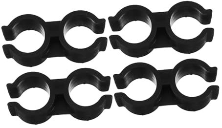 Zerodeko 1set Dustpan Broom Connecting Buckle Pipe P Clamps Hose Clips Boat Hook Pole Holders Utility Pole Clamps Double Tube Clamp Supermarket Shelf Link Clip Broom Hanger Plastic 4pcs