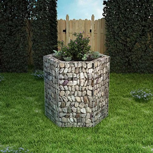 Verderoom Gabbione Letto Rialzato da Giardino Esagonale 100x90x100cm, Gabbione in Rete Metallica, Gabbioni Metallici, Gabbione per Sassi, Gabbioni da Giardino