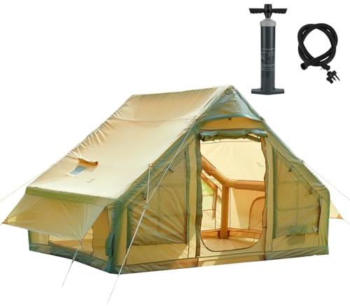 Nice C Aufblasbares Zelt für Camping, Glamping-Zelt für Erwachsene, Aufblasbare Zelte mit Luftpumpe, 2-in-1-Luftventil, Kaminöffnung, Wasserdicht, Winddicht, Einfacher Aufbau (68SF)