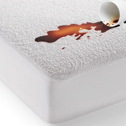 Bed'Ore 100% Waterproof Mattress Protector Terry Top - Deep 30cm Fitted Skirt - Waterproof Single Mattress Protector - Super Absorbent - Machine Washable - Single (90x190) cm - Pack of 2
