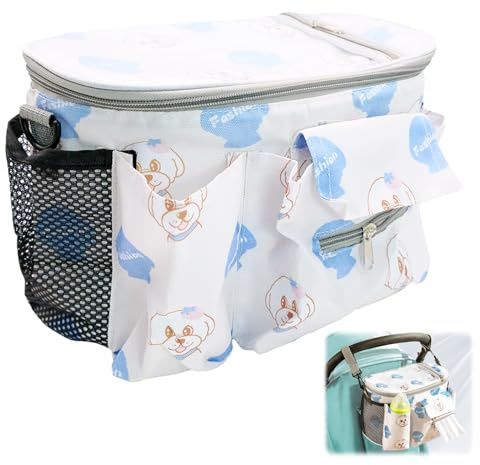 Borsa organizer per carrozzina, impermeabile, con portabicchieri, grande capacità, multifunzionale, per bambini, adatta per organizer universale per passeggino