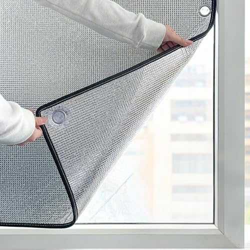 LGHSWDQ Sunroom Heat Insulation Foil, Anti-Glare Window Film For Office, Car Window, Caravan, 8mm Thick Double Aluminium Privacy Film, No Glue NO Stick, Silver(80x120cm)