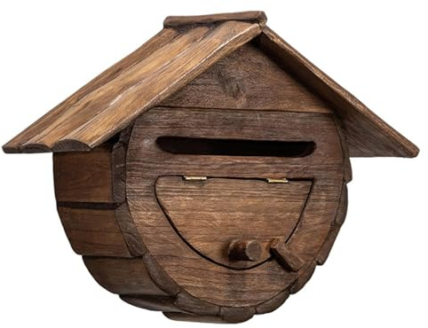 MRKU Boîte aux Lettres Murale en Bois, fabriquée à la Main, avec Avant-Toit étanche, idéale pour Les Jardins, Les pelouses et Les Cours Avant.