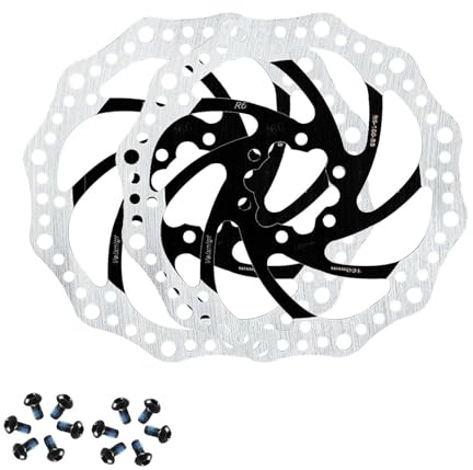 Velxnigt Fahrrad-Bremsscheibenrotor aus Edelstahl, 180 mm, mit 12 Befestigungsschrauben, einfache Installation, geeignet für die meisten Rennräder, Mountainbikes, MTB, BMX, 2-teiliges Set(R6 Schwarz)