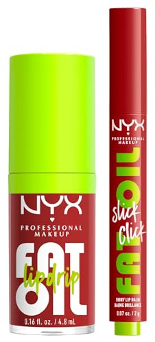 NYX Professional Makeup Fat Oil Lip Drip Gloss Lippen Sprinkle Sprinkle 4,8 ml + Fat Oil Slick Click Lippenbalsam 11 In A Mood Colorful Mood Feuchtigkeitsspendend Gloss-Effekt Langer Halt Vegane
