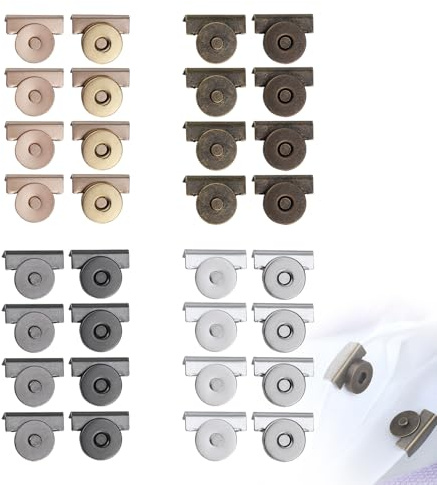16Pair Snap Buttons Metal Seamless Magnetic Buckle Clasp, No-Sewing Clip Closures, Magnetic Purse Closure, Suitable for Bags, Clothing, Crafts, DIY Accessories.