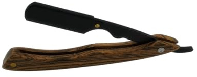 ELAYARD Rasoir Manuel pour Hommes avec Manche Bois Support Noir Vintage Lame Droite Acier Rasage Humide Précis Portable et Facile à Utiliser