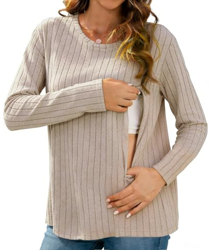 Zidoley Camiseta Lactancia Mujer,Ropa Premama con Cremallera Invisible,Ropa Lactancia Suelto,La Ropas De Maternidad Informal Es Adecuada para Mujeres Embarazadas