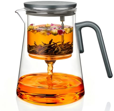 ZENS Theiere con infusore, 1000 ml, teiera magnetica per tè sfuso, verde | Teiera in vetro con infusore, Borosilicate Theiere per tè alla rinfusa, ideale come regalo di tisana