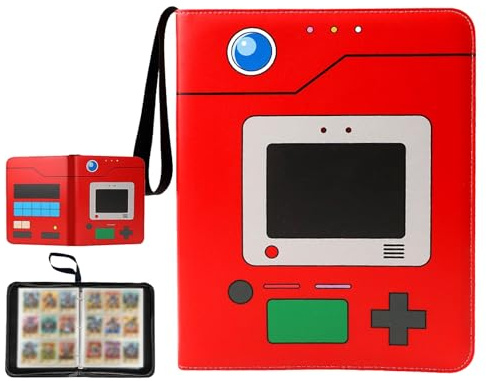 dellyy Sammelkarten Album, 50 Seiten 900 Karten Kapazität Sammelalbum, 9 Taschen Tragbarer Wasserdichtes PU Sammelbuch mit Reißverschluss, Geschenk für Sammler & Kinder (A, 9 Taschen)