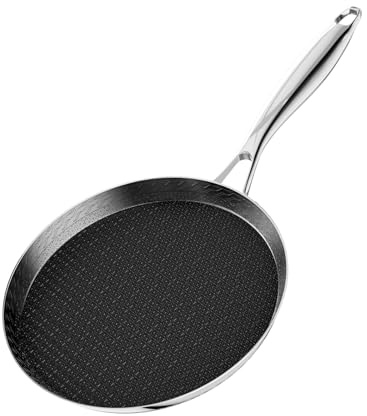 Innerwell 26 cm crêpepanna av rostfritt stål, non-stick-belagd, pannkakspanna, speciellt för induktionsspisar, handtag i rostfritt stål, svart, PFOA-fri
