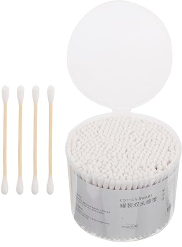 COHEALI 500 Pezzi Bastoncini di Cotone a Doppia Punta per Pulizia Orecchie e Trucco con Bastoncini in Legno Beige per Uso Domestico e Cura e Animali