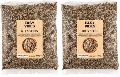 Mélange de 5 Graines (500g) | Courge, Lin, Chia, Tournesol, Sésame | (Lot de 2)