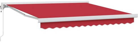 Tonture Tenda da sole rossa, 350 x 250 x 165 cm, in poliestere e alluminio, protezione solare, estensibile, braccio articolato, per giardino, balcone, terrazza, resistente alle intemperie, resistente