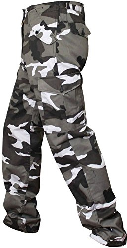Combat Trousers - Cargo Trousers - Camouflage Trousers - Sizes 30- 40 (42W x Regular (32.5), Grey/Black/White (Urban))