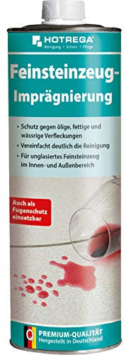 HOTREGA Feinsteinzeug Imprägnierung 1 Liter - für Innenbereich und Außenbereich, Schutz gegen ölige, fettige und wässrige Verfleckungen