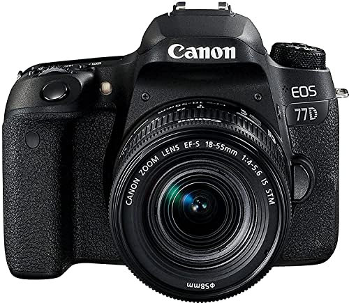 Canon SLR EOS 77D Fotocamera Digitale, Obiettivo EF-S 18-55 mm f/4-5.6 IS STM, Nero [Versione EU]