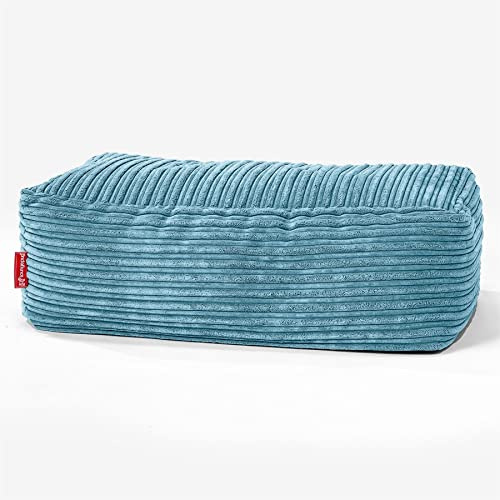 Lounge Pug Groß Fußhocker Pouf, Türkis Cordstoff, Sitzpouf, Pouf Sitzsack Hocker Wohnzimmer