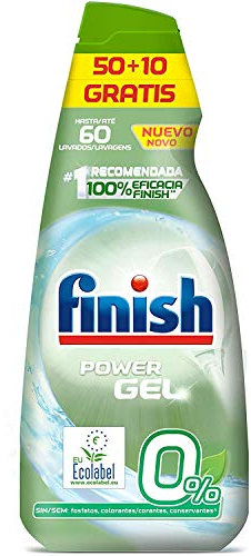 Finish 0% Gel Detergente para Lavavajillas, Certificado Ecológico - 60 Dosis
