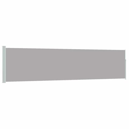 vidaXL Toldo Lateral Retráctil para Patio Pantalla de Terraza Mampara Parasol de Exterior Jardín Tela de Lona PU Gris Soporte de Hierro 120x500 cm