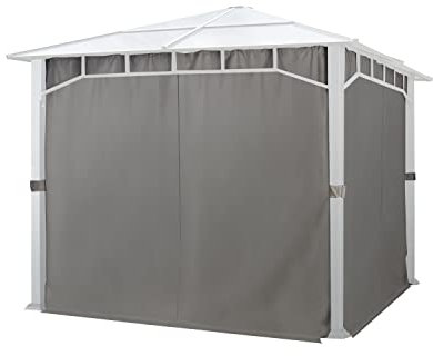 TOOLPORT 4 Teli laterali per gazebo da giardino Sunset Deluxe 3x3 m - Poliestere circa 180 g/m² - con cerniera - grigio