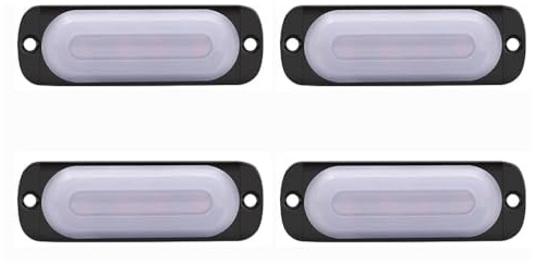 Biqing 4X Feux de Penetrations LED Blanc,12V 24V LED Feux Stroboscopique 4LED Lampe Flash Stroboscope Voiture D’Alarme Urgence Strobe pour Voiture Camion Remorque Caravane