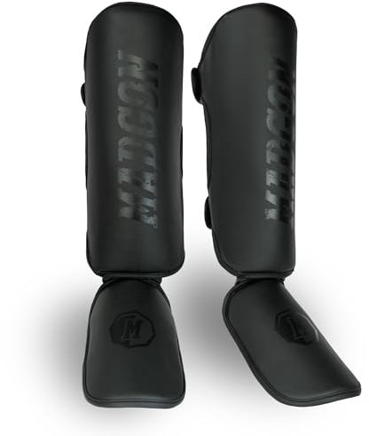 Madgon Benskydd Boxning med perfekt passform och optimal stoppning - benskydd för Thailändsk Boxning och Kampsport, MMA, Kickboxing med Påse