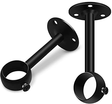 Staffe per aste per tende da soffitto, 25 mm, colore nero, staffe per aste in metallo resistente, supporto per asta per tende in acciaio inossidabile, 2 pezzi