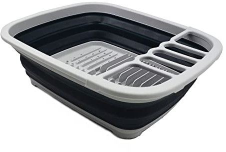 SAMMART 8L zusammenklappbares Abtropfgestell aus Kunststoff – Faltbarer Wäscheständer – tragbarer Geschirr-Organizer – platzsparendes Küchen-Aufbewahrungstablett