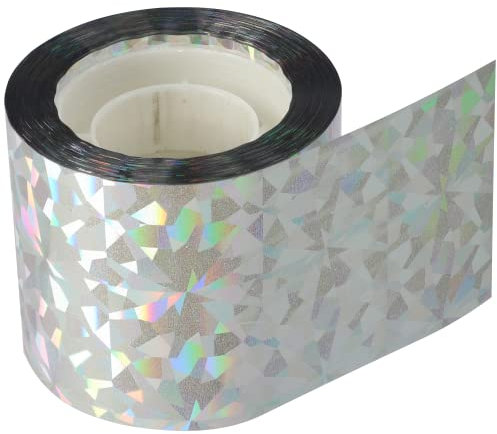 KADAX Vogelabwehrband, 50m, Hologrammband, Abschreckungsband, reflektie-rendes Klebeband, Vogelband zur abschreckung, Vogelabwehr, Abwehrband, Vogelschreckband (Silber, w: 4,8 cm)