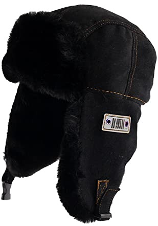 Ciamlir Russische Mütze Outdoor Russian Hat Damen Winter Pilot Herren Шапка Ушанка Warmer Bomber Trapper Ushanka,Schwarz,56-60Cm
