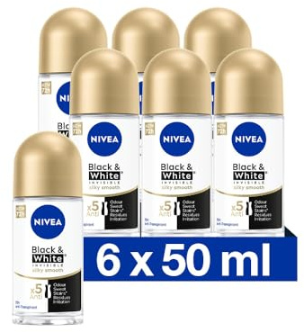 6er Pack - NIVEA Women Invisible Black & White Silky Smooth Deo Roll-on - 50ml