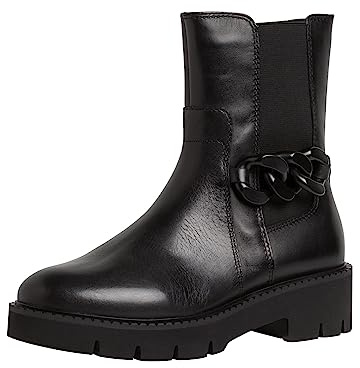 Tamaris COMFORT Damen Chelsea Boots aus Leder mit Reißverschluss Comfort Fit, Schwarz (Black Nappa), 39 EU
