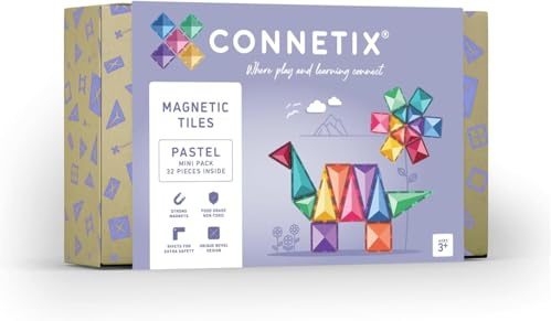 CONNETIX Magnetic Tiles Pastel Mini Pack, 32 Pieces