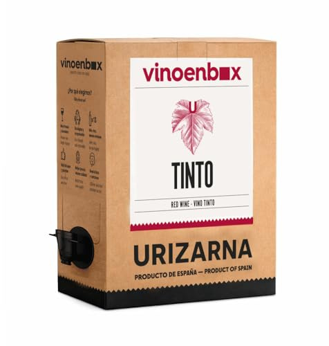 Vinoenbox - Vino tinto cosechero Bag in Box 15 litros Caja de vino tinto con grifo antigoteo, formato ahorro, práctico para consumo diario