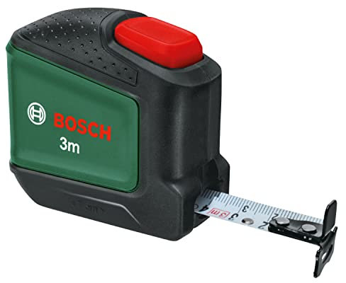 Bosch Maßband 3m (Autolock; 19mm breites Band, nylonbeschichtet, genaues 3-Meter-Maßband mit Zweirichtungshaken und Metall-Gürtelclip)