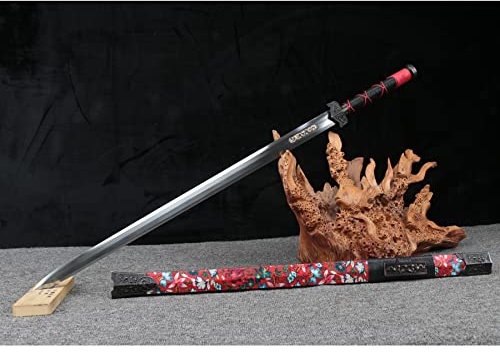 LQSMX sword Chinesisches Schwert/scharf/Katana Schwert Zweihändiges Schwert, Einhandschwert 42.5in Schwerter echte Waffen Handgeschmiedeter Federstahl