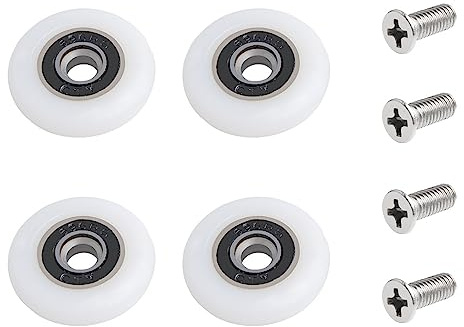 Qikuver Rouleau de Porte de Douche, 4 Pièces Rouleau Roulette Roue pour Porte de Douche Roulettes Coulissantes Porte Roue de Remplacement pour Rouleau (25MM)