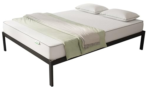 Novilla Rete Letto Matrimoniale 140x190 Struttura Letto a Doghe in Legno, Spazio di Archiviazione Sotto al Letto, Facile da Montare, Perfetto per Tutti Tipi di Letti e Materassi, Nero